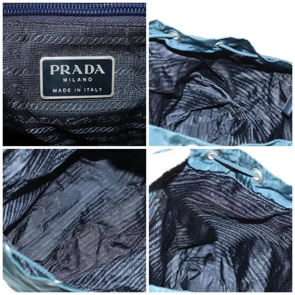PRADA Backpack Nylon Blue Silver Auth 157773 - Picture 15 of 16